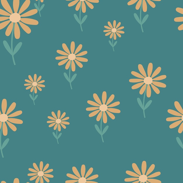 Patrón sin costuras de flor de aster Fondo de pantalla de ornamento floral de manzanilla pequeña