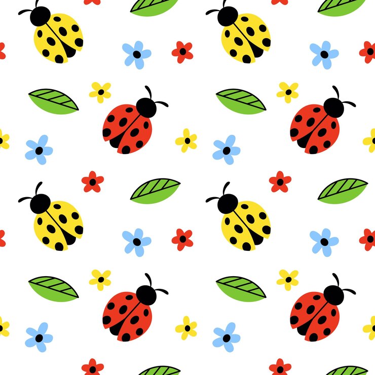Vector patrón sin costuras con flor y hojas de estilo plano de mariposa roja y amarilla sobre fondo blanco