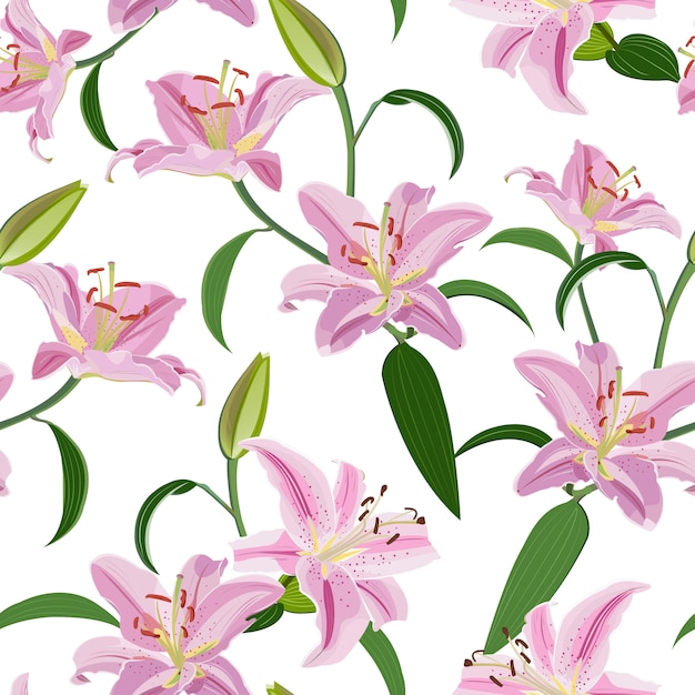 Patrón sin costuras de flor de lirio