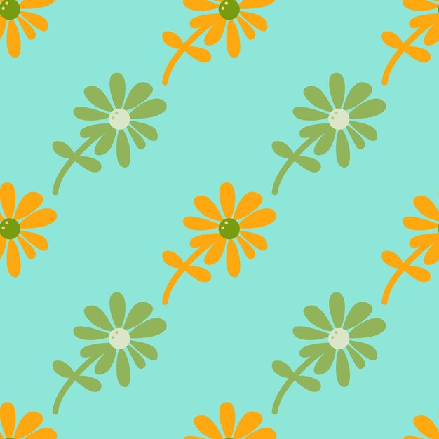 Patrón sin costuras de flor de manzanilla en estilo de arte ingenuo Fondo de pantalla de adorno floral de margarita pequeña linda