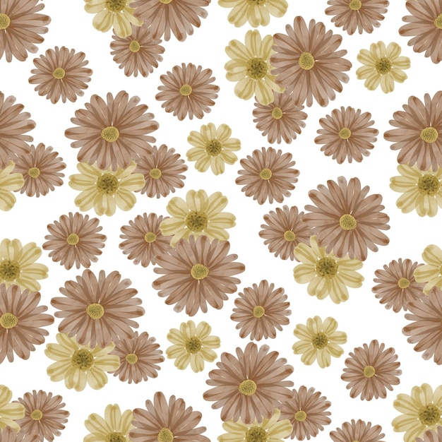 patrón sin costuras de flor marrón y amarilla