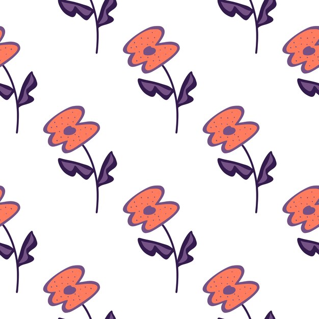 Patrón sin costuras de flor vintage Ilustración botánica elegante estilizada