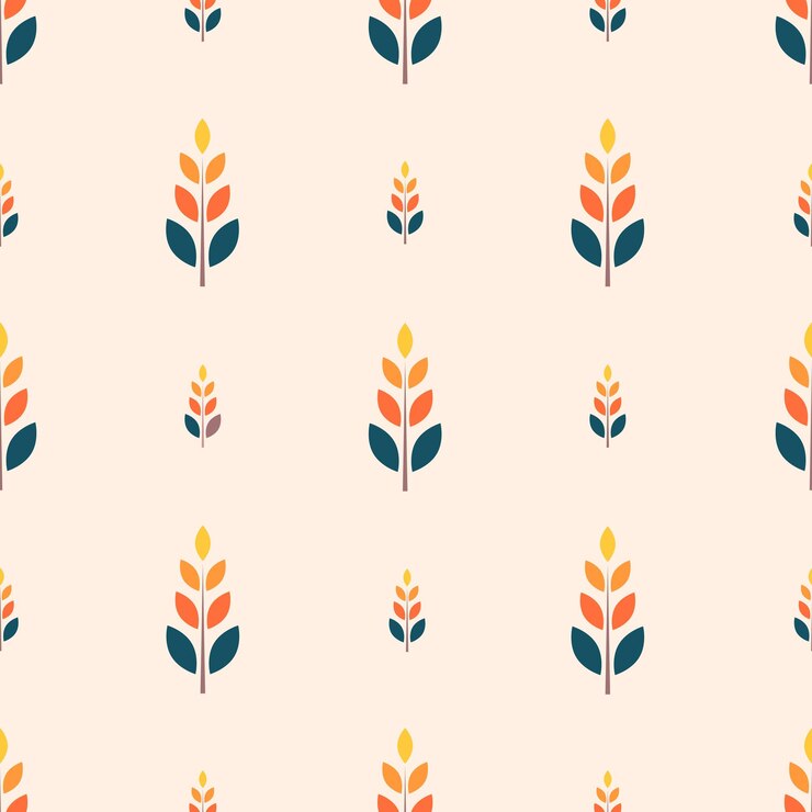 Patrón sin costuras floral abstracto con azul oscuro y naranja sobre un fondo naranja claro
