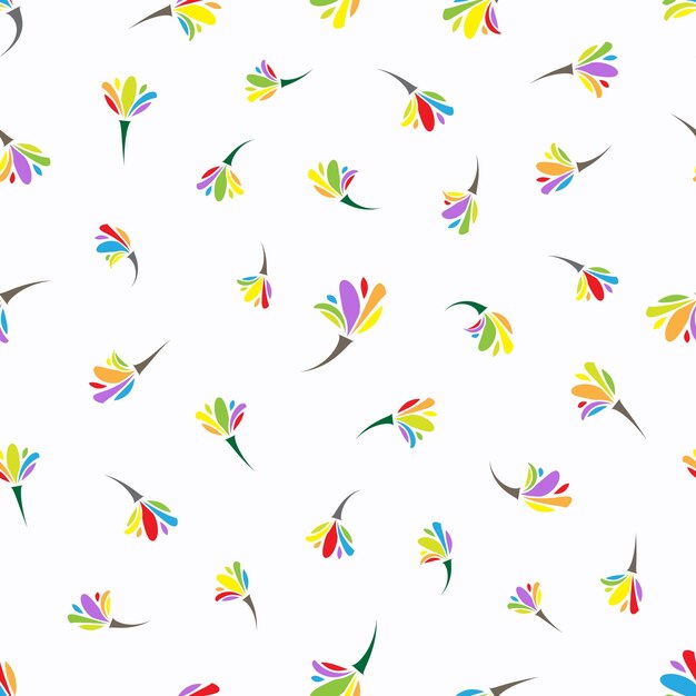 Patrón sin costuras floral abstracto con colores multicolores del arco iris sobre un fondo blanco
