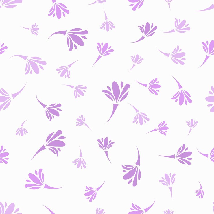 Patrón sin costuras floral abstracto con colores púrpura y lila sobre fondo blanco