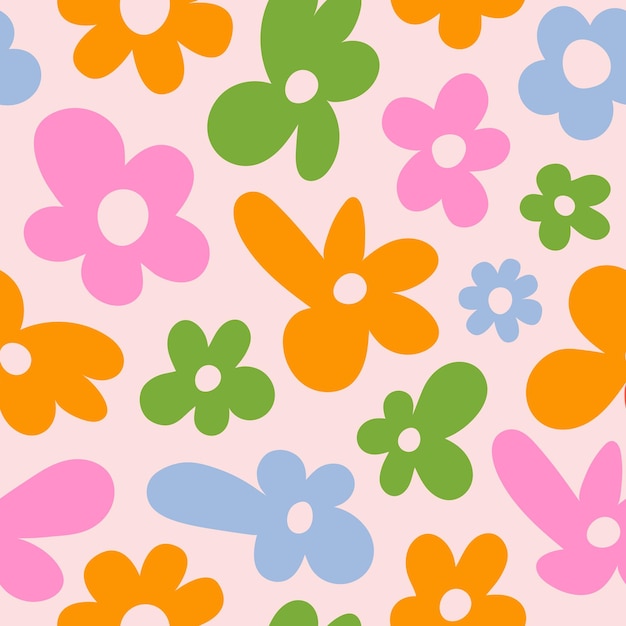 Patrón sin costuras floral abstracto con flores coloridas y coloridas Ilustración vectorial