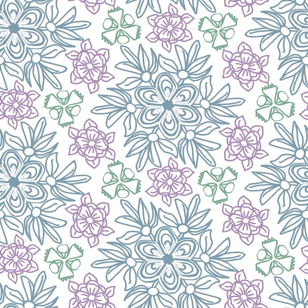 Patrón sin costuras floral abstracto para textiles de tela Fondo vectorial con elementos dibujados a mano