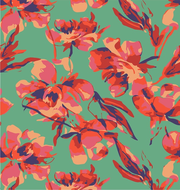 Patrón sin costuras floral de acuarela vibrante para el diseño de textiles y telas