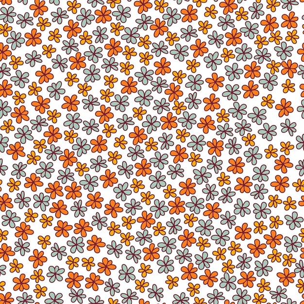 El patrón sin costuras floral colorido las flores groovy la ilustración vectorial de la estética hippie