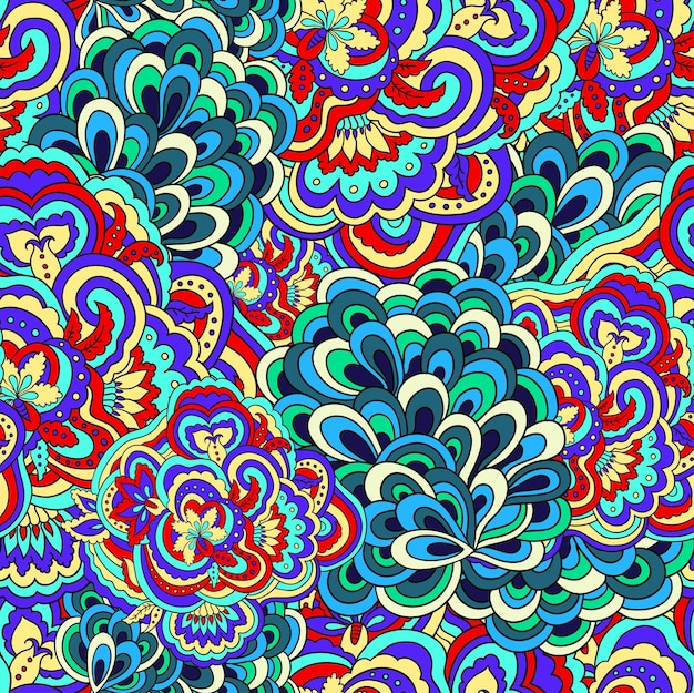 El patrón sin costuras floral colorido psicodélico