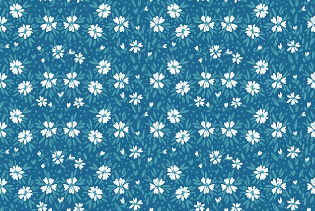 Patrón sin costuras floral ditsy daisy en millefleurs y estilo liberty Estampado floral minúsculo vintage