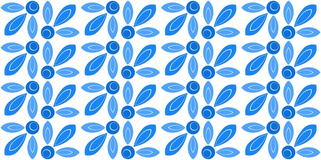 Patrón sin costuras floral étnico azul Sombras de flores azules Fondo gracioso azulejos de mosaico cuadrado