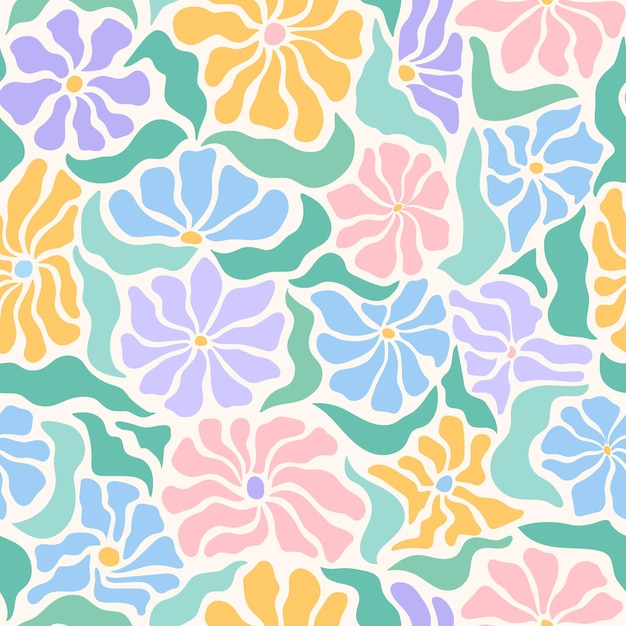 Patrón sin costuras floral de Matisse en la paleta de colores pastel para papel de envoltura de papel de pared para scrapbooking