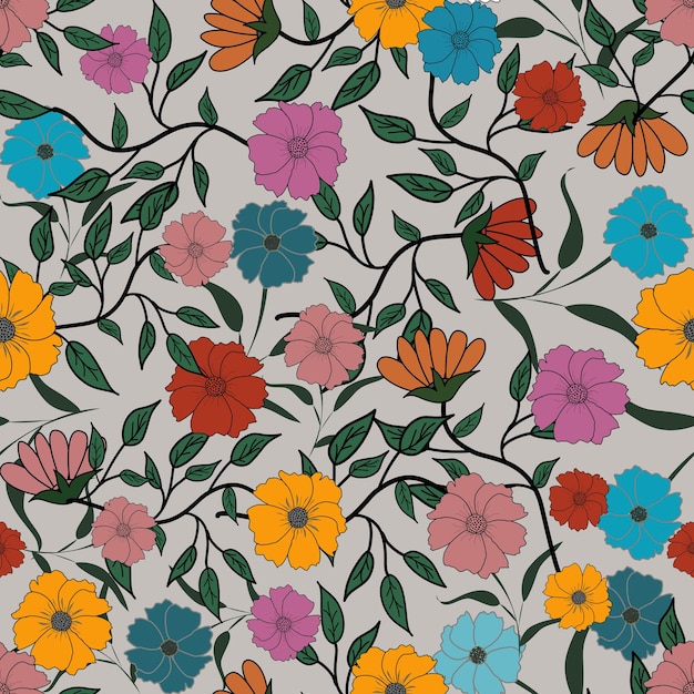 Patrón sin costuras floral ramas de flores patrón sin costuras ilustración vectorial de flores patrón