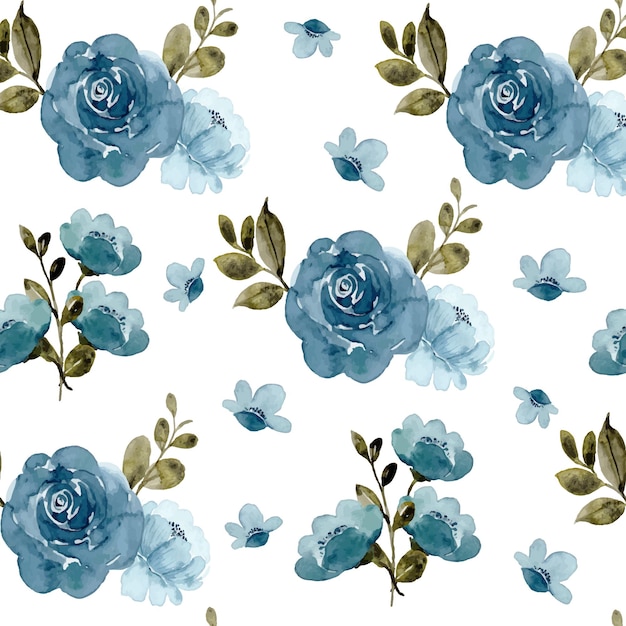 Patrón sin costuras florales de color azul