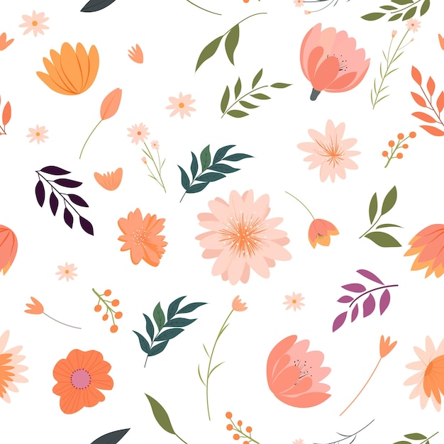 Patrón sin costuras con flores abstractas Diseño vectorial