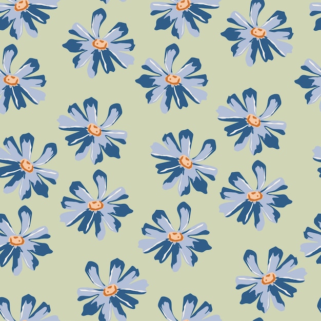 un patrón sin costuras de flores azules con un fondo azul