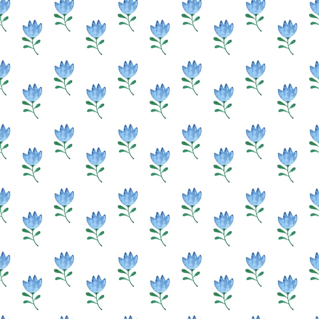 Patrón sin costuras con flores azules sobre un fondo blanco Para textiles Aislado