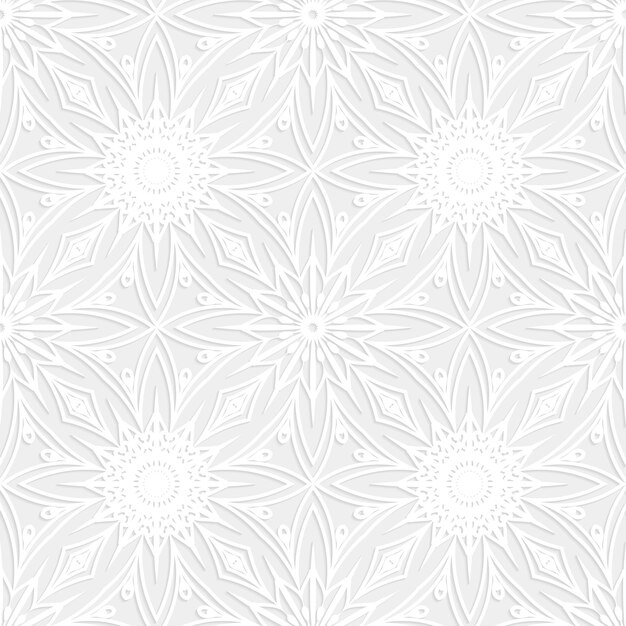 un patrón sin costuras de flores blancas en un fondo gris