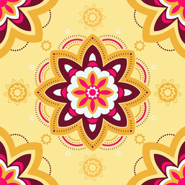 un patrón sin costuras de flores coloridas en fondo amarillo