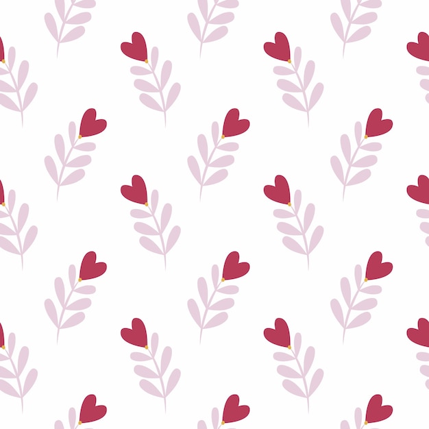 Patrón sin costuras de flores de corazón rosa sobre fondo magenta aislado.