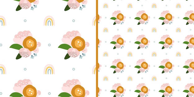 Patrón sin costuras con flores decorativas creativas en estilo escandinavo Ideal para telas textiles Fondo vectorial