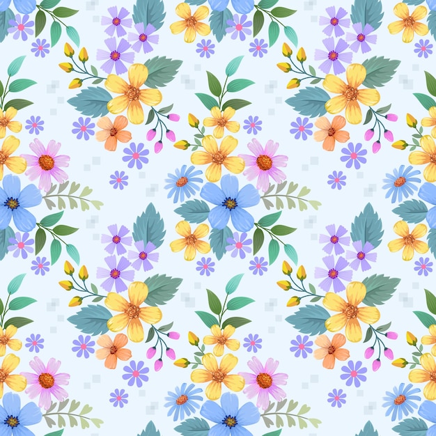 Patrón sin costuras de flores dibujadas a mano coloridas Puede usarse para papel tapiz textil de tela