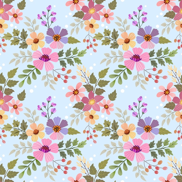 Patrón sin costuras de flores dibujadas a mano coloridas Puede usarse para papel tapiz textil de tela