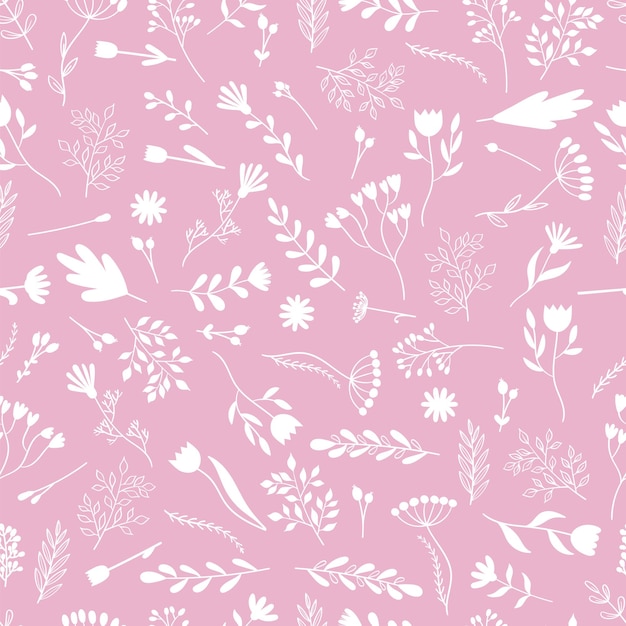 Patrón sin costuras con flores dibujadas a mano Fondo floral lindo Textura de moda