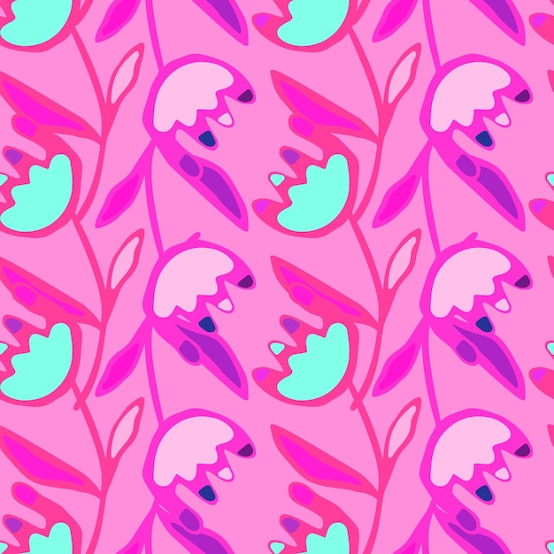 Patrón sin costuras de flores dibujadas a mano Papel tapiz floral inusual