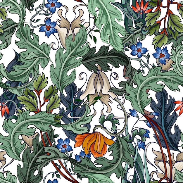 Patrón sin costuras con flores en estilo art déco impresión moderna de moda