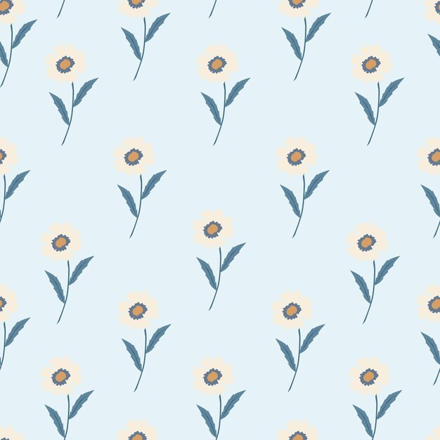 un patrón sin costuras con flores en un fondo azul
