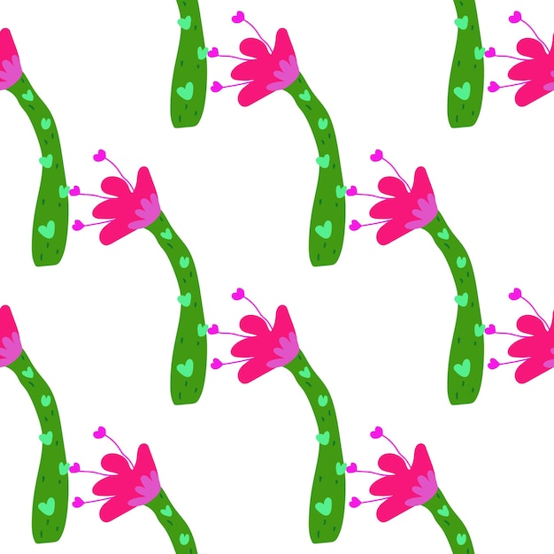Patrón sin costuras de flores de formas extrañas Plantas tropicales Fondo de pantalla sin fin Adorno floral botánico contemporáneo