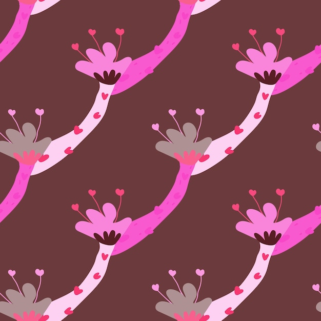 Patrón sin costuras de flores de formas extrañas Plantas tropicales Fondo de pantalla sin fin Adorno floral botánico contemporáneo