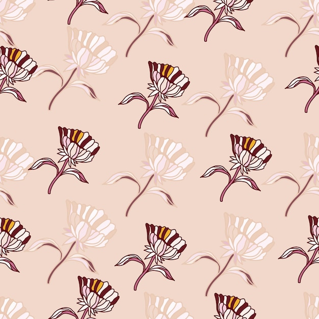 Patrón sin costuras con flores y hojas dibujadas a mano Fondo de pantalla floral abstracto