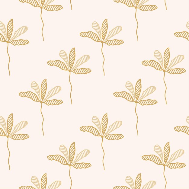 Patrón sin costuras de flores y hojas en elementos de doodle de estilo boho