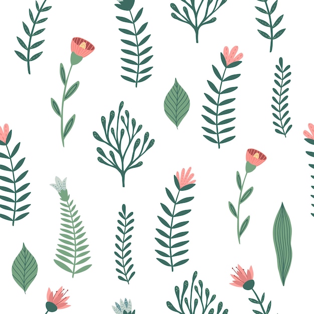 Patrón sin costuras con flores y hojas Textura floral creativa Ideal para telas textiles Ilustración vectorial