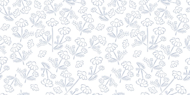 Vector patrón sin costuras con flores de manzanilla fondo de verano diseño de envases textiles en estilo rústico retro ilustración vectorial
