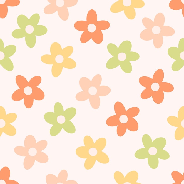 Patrón sin costuras con flores de margarita estéticas retro abstractas Impresiones de arte floral vintage