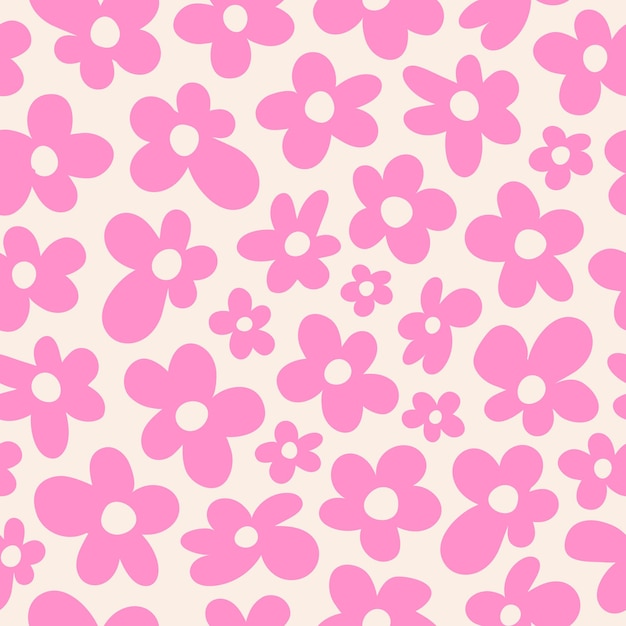Patrón sin costuras con flores de margarita rosadas en un fondo beige Ilustración vectorial