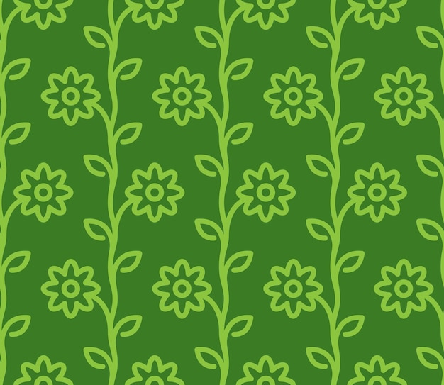 Vector patrón sin costuras de flores planas