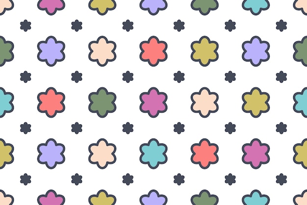 Patrón sin costuras de flores plantilla de contorno de dibujos animados ilustración vectorial