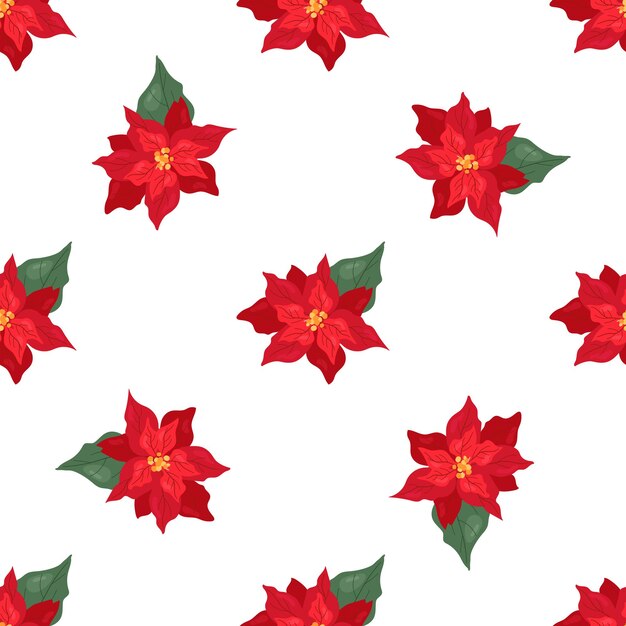 Patrón sin costuras con flores de poissetia navideña Diseño para embalajes de papel tapiz de textiles de tela