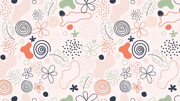Patrón sin costuras con flores y puntos abstractos Fondo floral creativo estilo boho