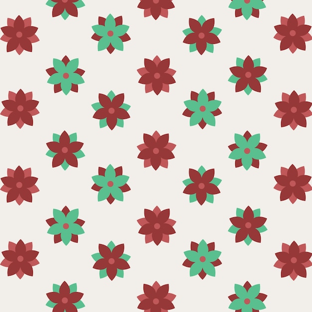 Patrón sin costuras con flores rojas y verdes