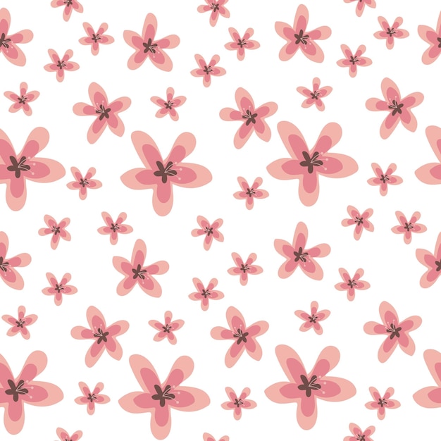 Patrón sin costuras con flores rosas simples Diseño vectorial
