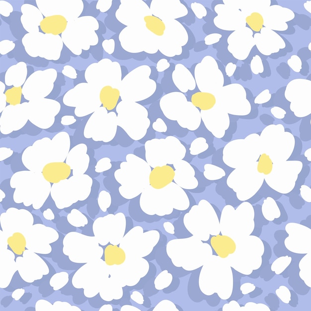 Patrón sin costuras de flores simples Lindo dibujo a mano vector fondo diseño vintage Textil de superficie