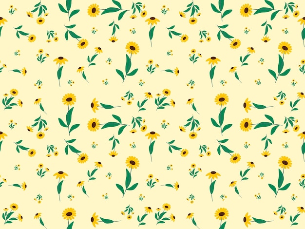 patrón sin costuras de flores sobre fondo amarillo