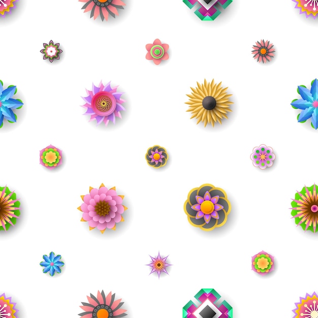 Patrón sin costuras con flores sobre un fondo blanco