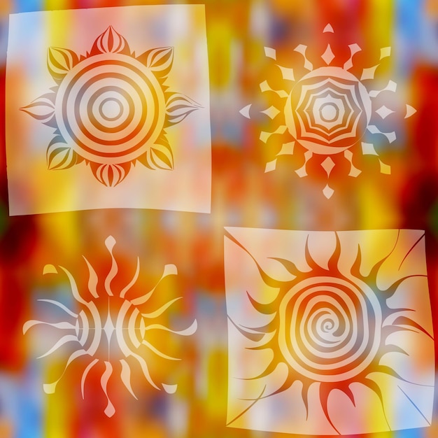 Patrón sin costuras fondo étnico símbolos del sol signos solares